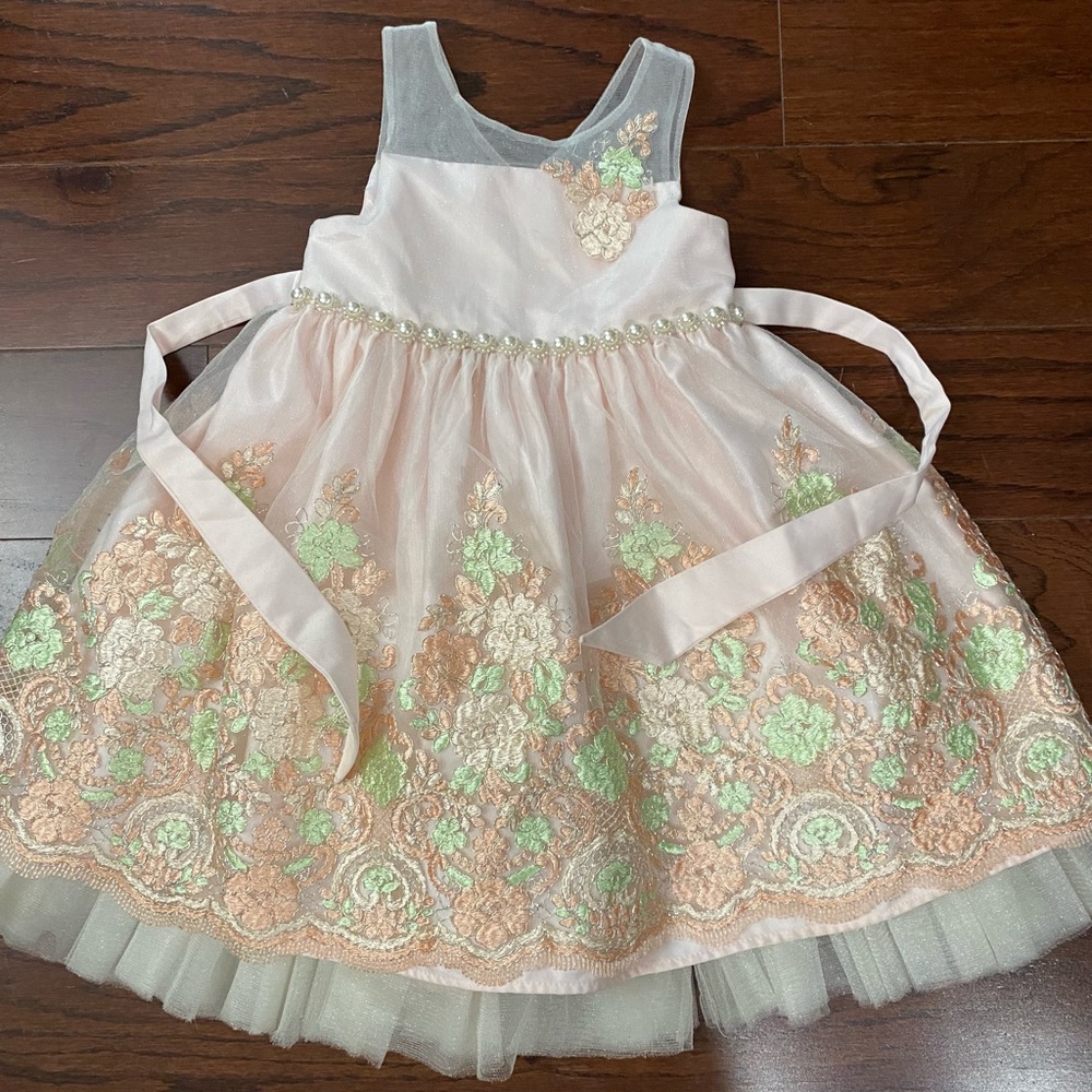American Princess Girls White Pink Bow Special Occasion Formal Party Dress 5